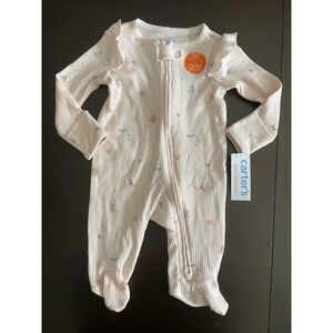 Carter's Baby Girl Pink 1-Piece Footie Jumper 2-Way Zipper  Size 3M NWT